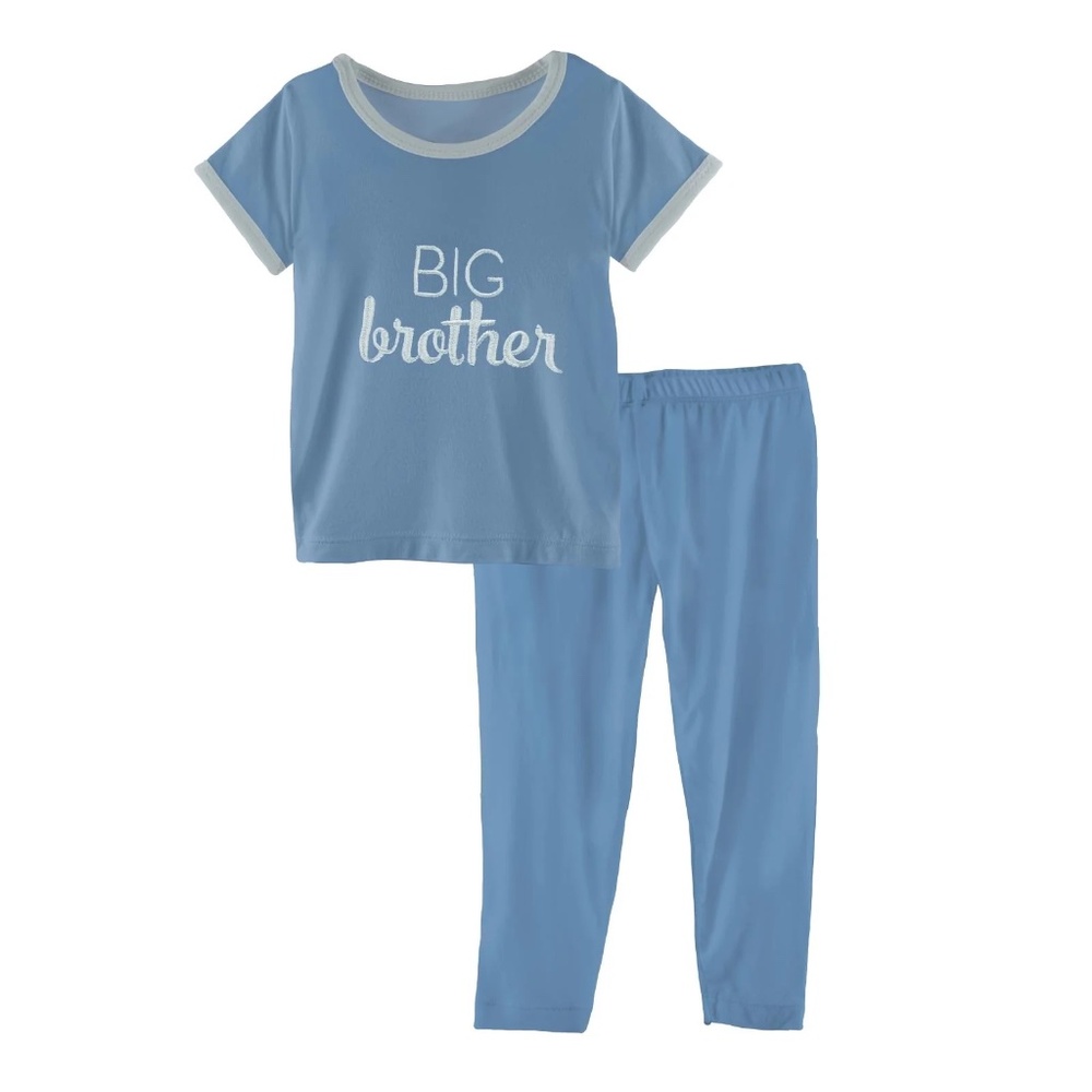 NWT KicKee Short Sleeve Applique Pajama Set in Blue Moon Big Brother